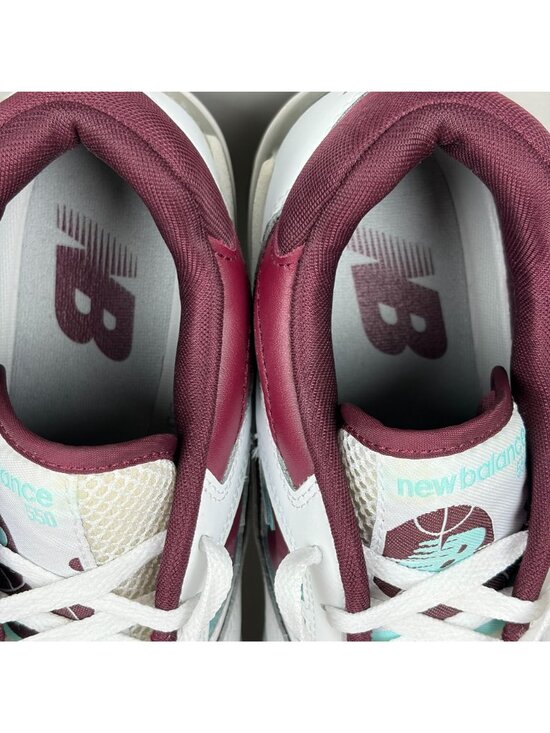 New Balance 550 Burgundy Athletic Shoes Mens 9 White Leather Low Top Lace Up main image 4